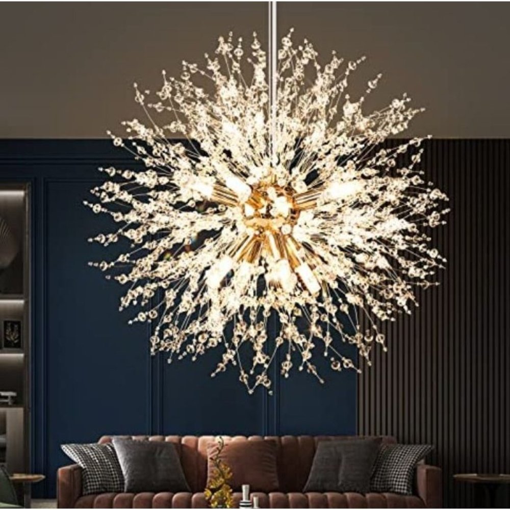 Modern Gold Crystal Fireworks Chandelier Gold 8 Light